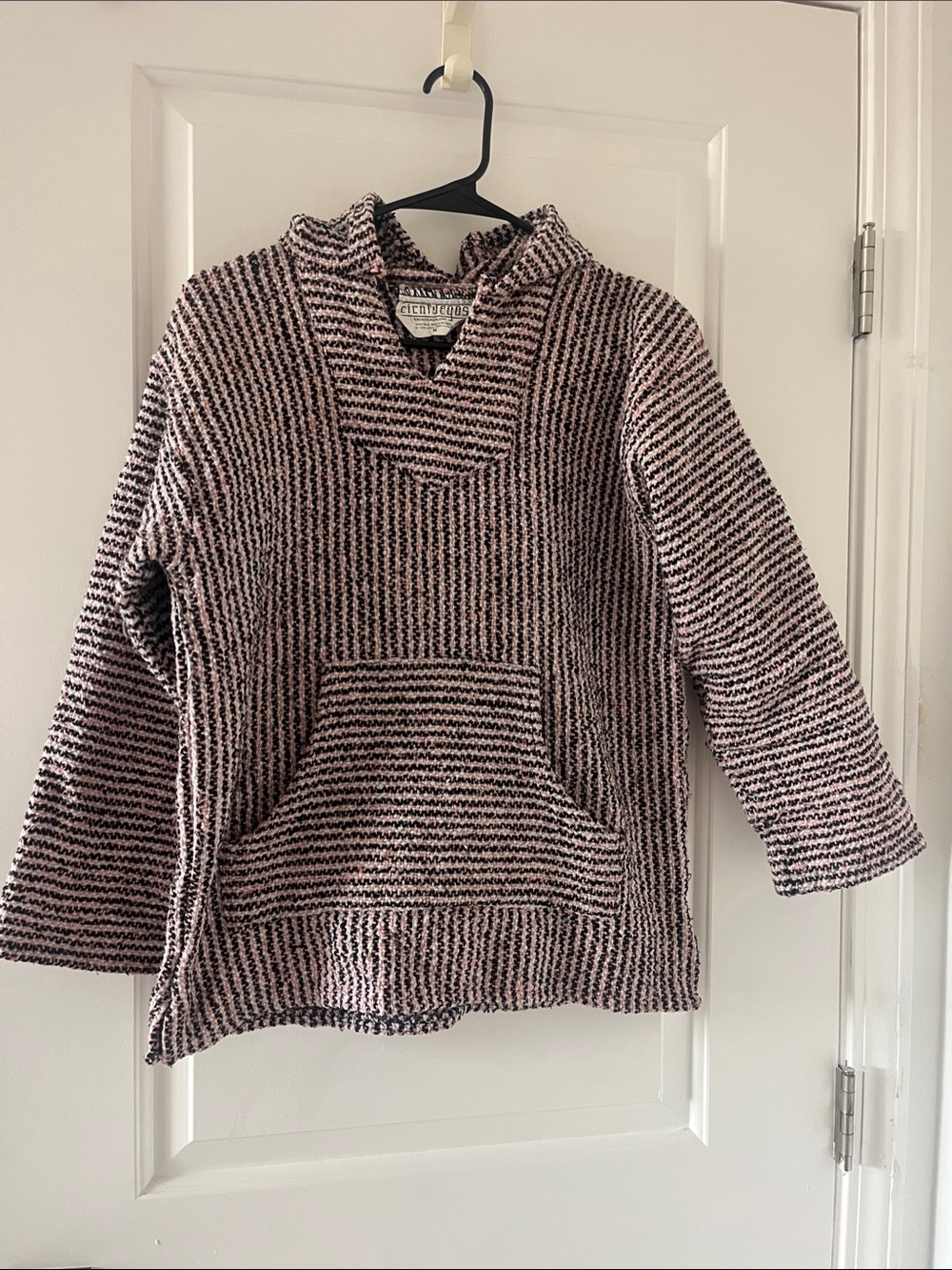 Baja Hoodie, pink and black striped, women’s medium